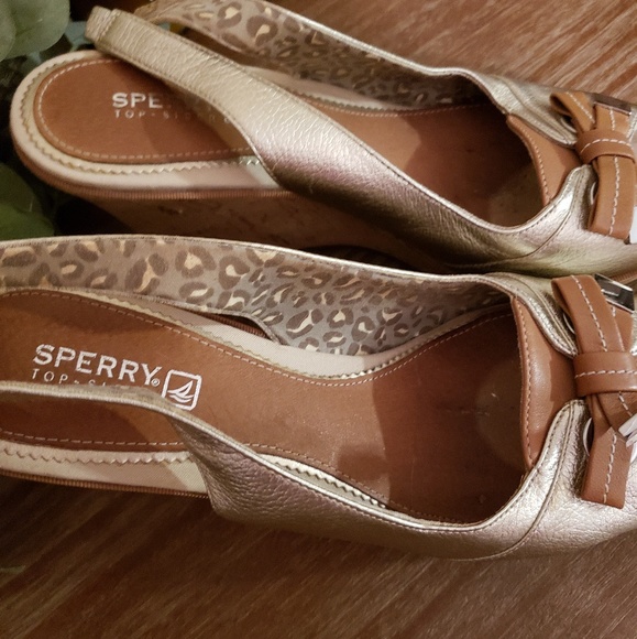 Gold and Tan Sperry Cork Wedges - Picture 5 of 5